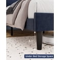 thumbnail image 3 of Wood Bed Frame with Headboard Wingback, Velvet Upholstered Platform Bed with 2 Storage Pockets, 3 of 8