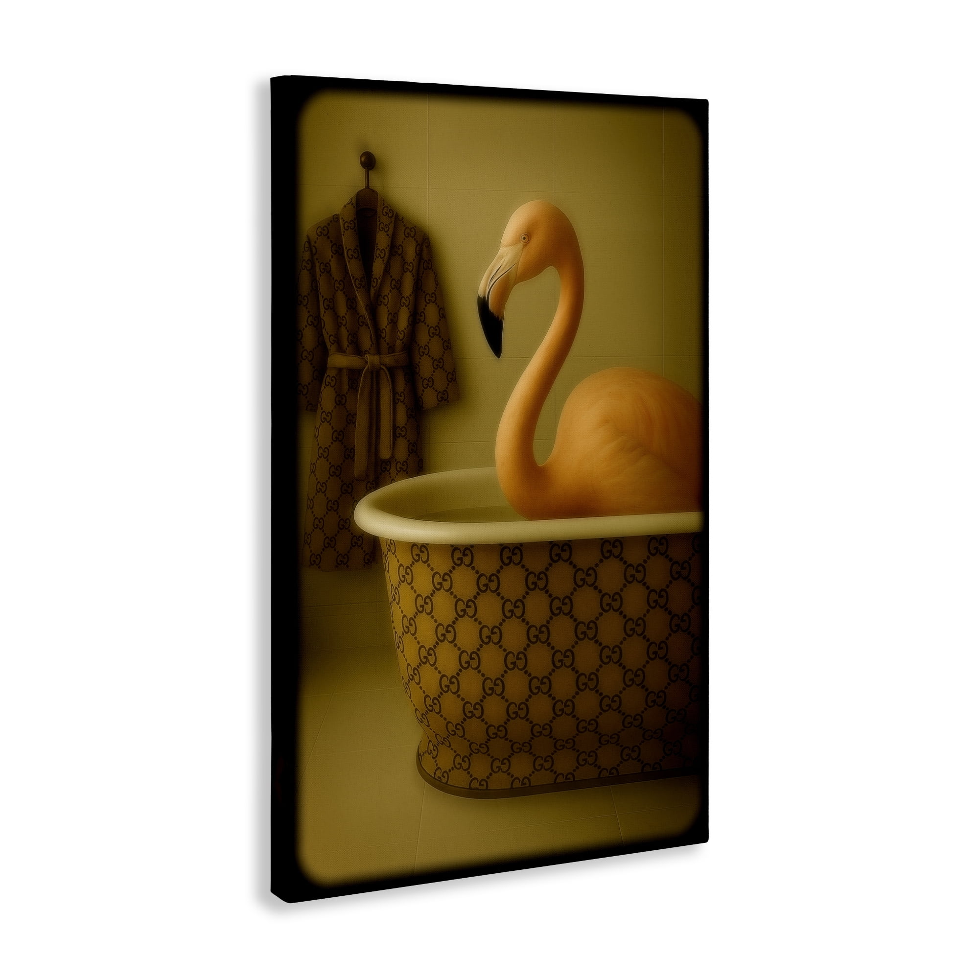 Stupell Industries Couture Flamingo in Luxury Tub Canvas Wall Art, design by Grotto Studios