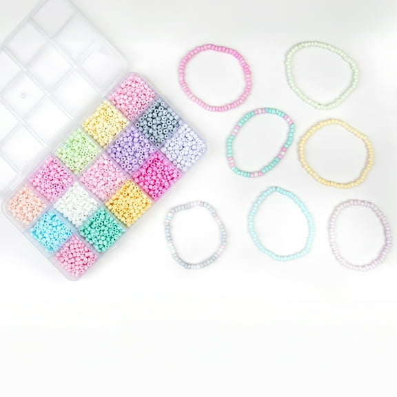 Cousin DIY Pastel Beads for Jewelry Making, 750 Assorted Glass Beads with Storage Box