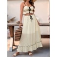 thumbnail image 4 of Summer 2 Piece Maxi Skirt Set for Women Y2k Tie Crop Top Flowy Dress Vacation Beach Outfit Color S, 4 of 9
