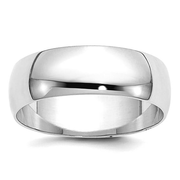 10k White Gold Solid Polished 6mm Half Round Band Size 7.5 Ring Ring for Women and Men
