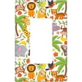 thumbnail image 1 of Jungle Animals 1-Gang Rocker Wall Plate Cover,Decorative Single Rocker Decorator Light Switch Cover For Kids Teens Boys Girls Room Decor 4.50" X 2.76"Inch, 1 of 7