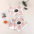 thumbnail image 2 of Hpapadks Halloween Pajamas for Women Cute Print Spaghetti Strap Lettuce Trim Cami and Shorts 2 Piece Sleepwear Womens Pjs Black, 2 of 5