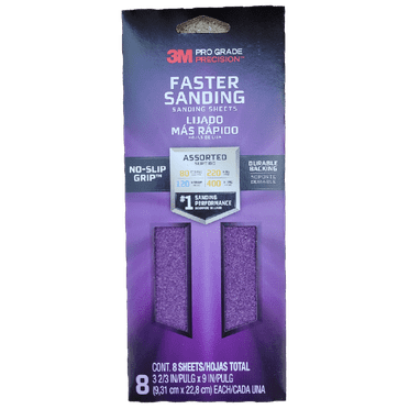 3M PRO GRADE PRECISIONS SAND PAPER 8 PACK - ASSORTED GRIT 80, 120, 220, 400