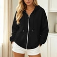 thumbnail image 2 of Trendfront Womens Rhinestone Angel Wings Graphic Hoodies Full Zip Long Sleeve Sparkle Back Print Casual Fall Jacket Tops, 2 of 6