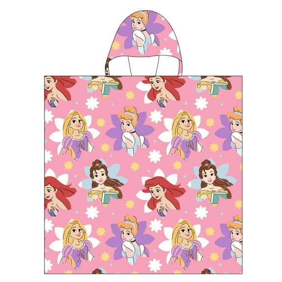 Princess - Hooded Kids Towel Poncho "Floral Royal Girls"