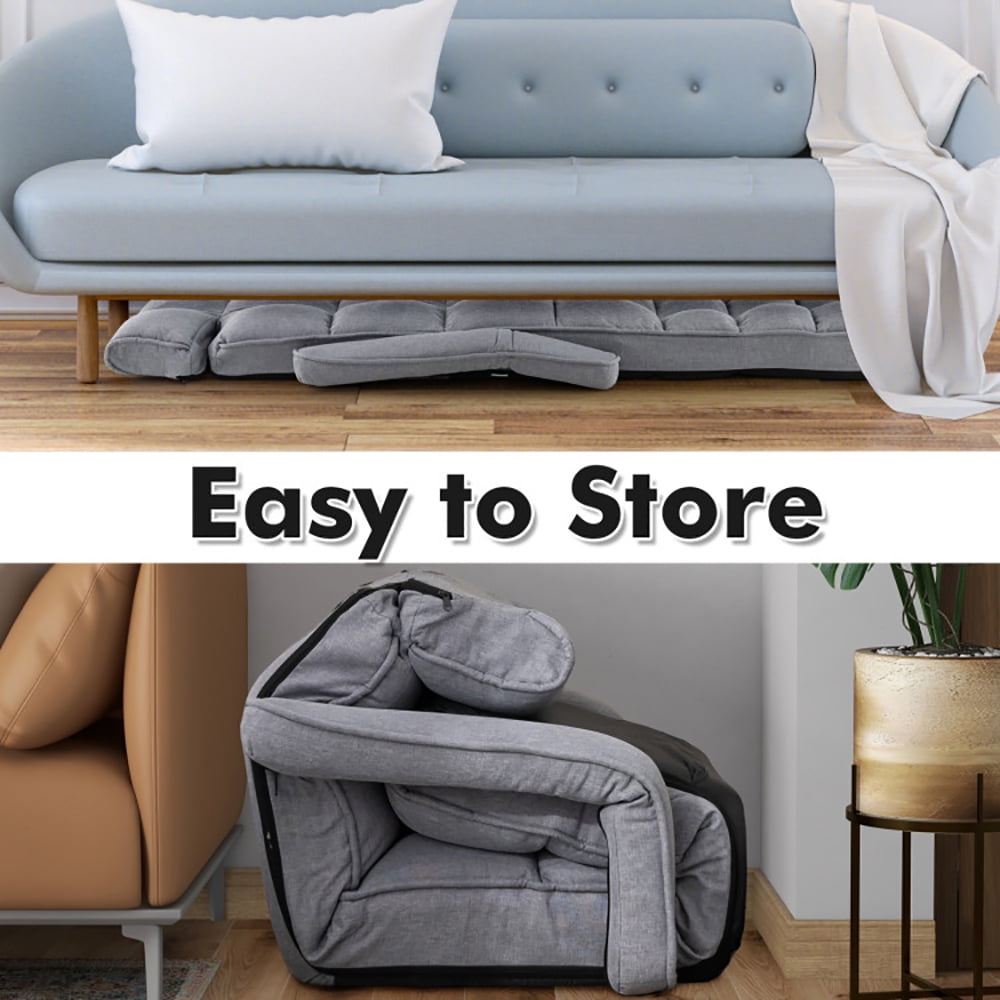 Finihen Floor Chair, Adjustable Folding Floor Chair, 6-Position Adjustable Floor Chair with Adjustable Armrests and Footrest, for Living Room, Bedroom, Gray Finihen Floor Chair, Adjustable Folding Floor Chair, 6-Position Adjustable Floor Chair with Adjustable Armrests and Footrest, for Living Room, Bedroom, Gray