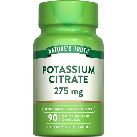 Potassium Citrate 275mg | 90 Capsules | For Men and Women | Non-GMO, Gluten Free | by Nature's Truth