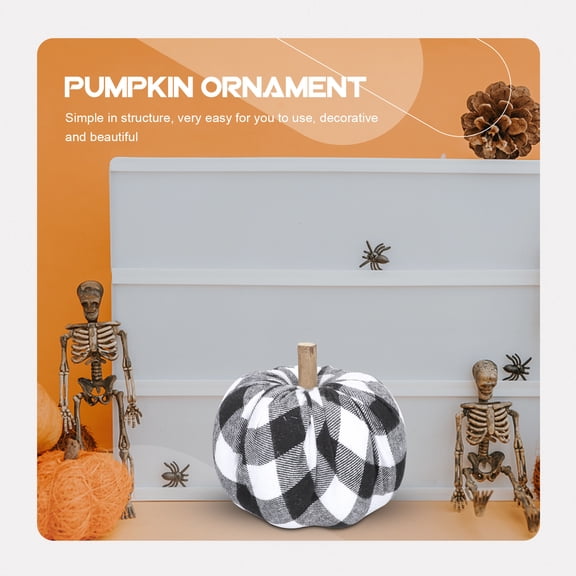 OUNONA Black and White Checkered Pumpkin Decoration, 1 Piece Fall Harvest Ornament for Home and Party