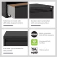 thumbnail image 4 of Hirsh 30 inch Wide 2 Drawer Metal Lateral File Cabinet for Home and Office, Holds Letter, Legal and A4 Hanging Folders, Black, 4 of 14