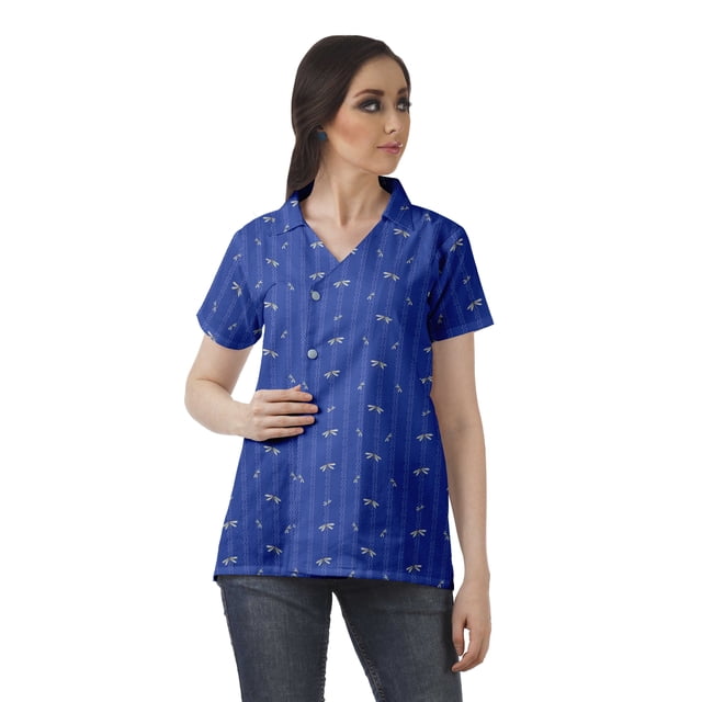 Moomaya Chemise Tunique Style Enveloppant pour Femmes en Coton Décontracté Col Classique Boutonné