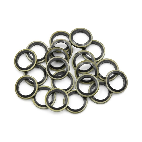Unique Bargains 20pcs Engine Oil Crush Washers Drain Plug Gaskets 12mm ID. 18mm OD. Bronze Tone for Auto Car