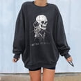 thumbnail image 1 of Puntoco - Sudadera de forro polar de manga larga con cuello redondo y estampado de calavera para mujer Puntoco Puntoco-5310, 1 of 7