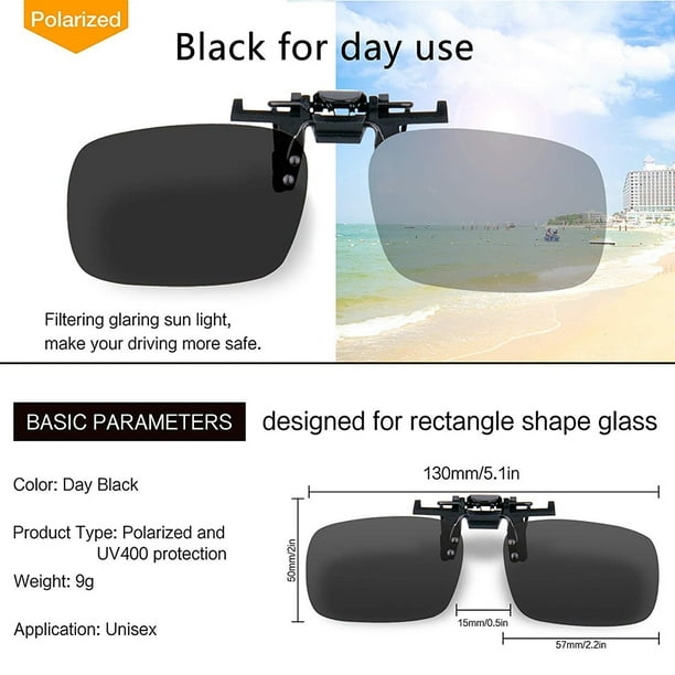 Clip para gafas de sol polarizadas, 2 piezas Clip para gafas de sol para exteriores Clip para gafas de conducir Clip para gafas fabricado para durar