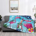thumbnail image 2 of Yiaed Beach Flamingo Trio Print Blanket Throw Blanket Soft Cozy Flannel Blanket for Home Bed Sofa Couch Chair-80"x60", 2 of 6