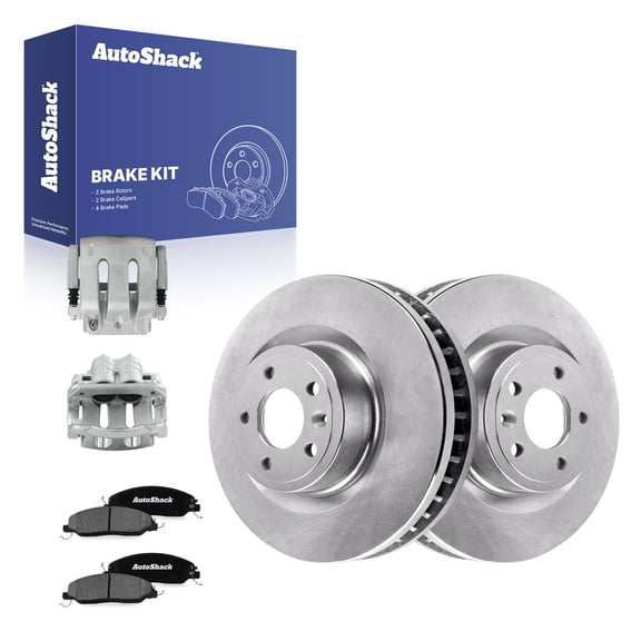 AutoShack Front Vented Brake Rotors   Ceramic Pads   Calipers 8-PC Brake Kit Replacement for 2013-2014 Ford Mustang 13.23" (336 mm)