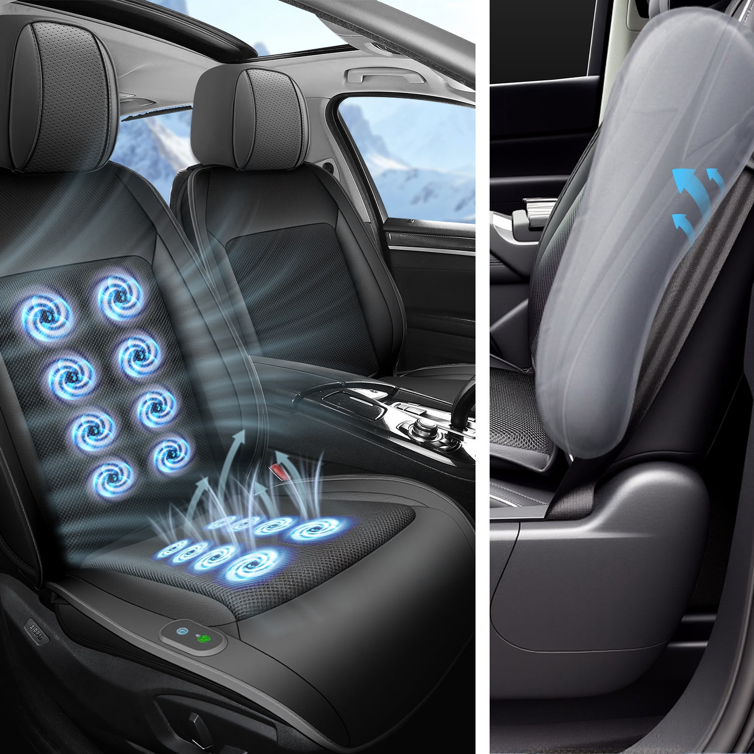 16-Fan Cooling Car Seat Cover–Ventilated Cushion for Cars, SUVs & Trucks, Universal Fit, 12V Ideal for Daily Commutes & Road Trips (No Headrest Cover)