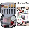 thumbnail image 4 of 1 bolsa de maquillaje de doble capa, con entramado, portátil, multifuncional, para almacenamiento, lavado y maquillaje., 4 of 5