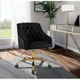 thumbnail image 2 of Pemberly Row Contemporary Velvet Swivel Adjustable Office Chair in Black, 2 of 6