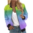 thumbnail image 2 of Ichuanyi liquidación de temperamento casual de temperamento femenino collar con chaqueta de bolsillo con cremallera estampada en manga larga abrigo casual ICHUANYI WER2023082207154, 2 of 5