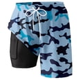 thumbnail image 4 of Telankuip Camouflage Colour Swim Shorts for Men Summer Stylish Elastic Waisted Drawstring Swim Trunks with Compression Liner Comfortable Quick Drying Lined Pocket Beach Shorts 2-Sky Blue XXXXXL, 4 of 4
