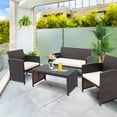 thumbnail image 3 of Gymax 4PCS Patio Conversation Set Outdoor Rattan Furniture Set w/ White Cushions, 3 of 10