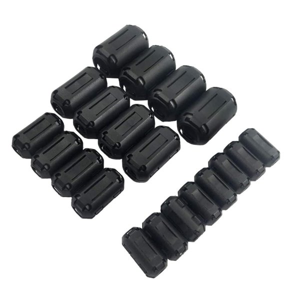 Cable supresor de ruido EMI con núcleo anular de ferrita, RFI, EMI, con clip, para cable de 3 mm, 5 mm, 7 mm, 9 mm/13 mm de diámetro, negro
