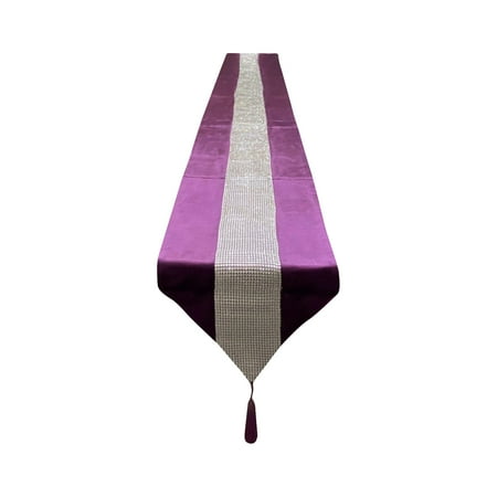

XIEC Exquisite Workmanship Table Cover Anti-scratch Polyester Rhinestone Sequined Elegant Tassels Table Runner for Home