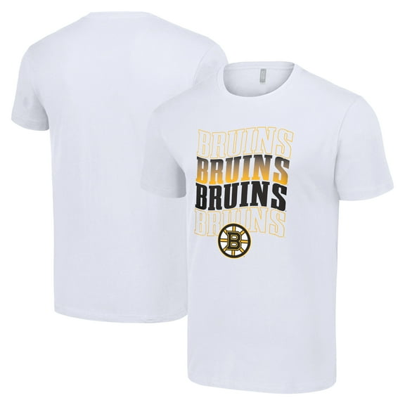 Men's Starter White Boston Bruins Four Team Name Logo T-Shirt