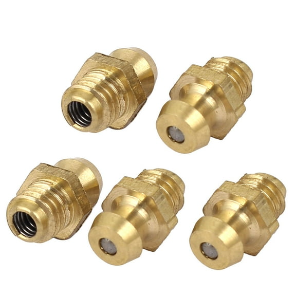 Unique Bargains 5 Pcs M6 x 5mm Male Thread Brass Straight Grease Nipples Fittings