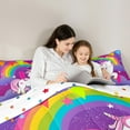 thumbnail image 5 of Manfei Pink Monogrammed I Bedding Comforter Set for Kids, Dreamy Cartoon Unicorn Animal Twin Comforter Sets, Kawaii Rainbow Reversible Bedding Set, Ultra Soft Bedroom Decor, 2 Pieces, 5 of 8