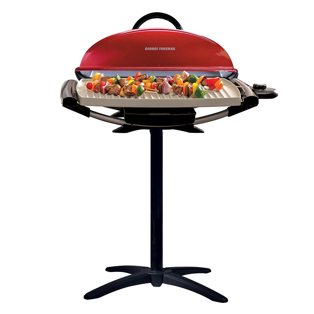 Foreman IndoorOutdoor 12+ Serving Electric Grill With Ceramic Plates Red