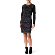 Betsey Johnson Knit Sweater Dress, Heather Grey/Black, Small