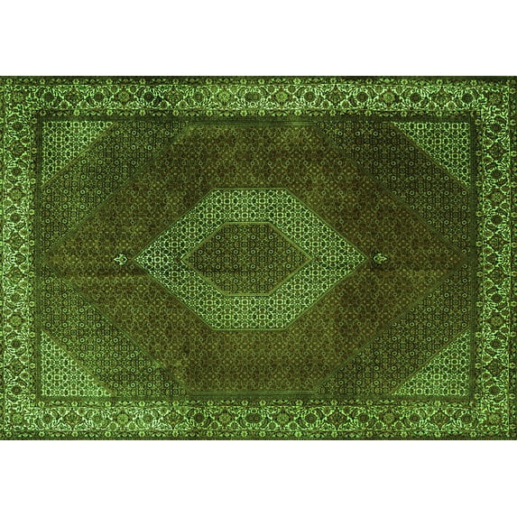 Ahgly Company Indoor Rectangle Medallion Green Traditional Area Rugs, 2' x 4'