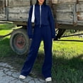 thumbnail image 2 of GILIGEGE Two Piece Sets for Women A Two Piece Set Of Women's Trendy Sweatshirt Jacket with Zipper Slim Fit Long Sleeves and Long Pants Blue L, 2 of 7