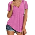 thumbnail image 1 of Sudadera con capucha para mujer - Top informal de manga larga y cuello en V, 1 of 5