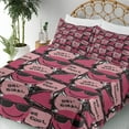 thumbnail image 3 of Ambesonne Emoji Fitted & Top Sheet Set with Sham, Grunge Be Cool Squares Faces, Black White Magenta, 3 of 5