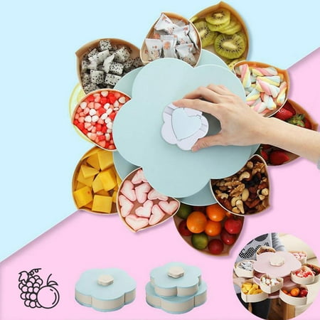 Creative Candy Box, Plastic Flower Type Rotating Candy Tray Snack Storage Double Layer Perfect for Seeds Nuts and Dry Fruits Storage for Christmas Party Wedding(10 (Best Way To Store Nuts And Seeds)