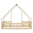 thumbnail image 5 of Miniyam Wood Twin Size Floor Bed with House-Shaped Design & Guardrails for Toddler, Natural, 5 of 7