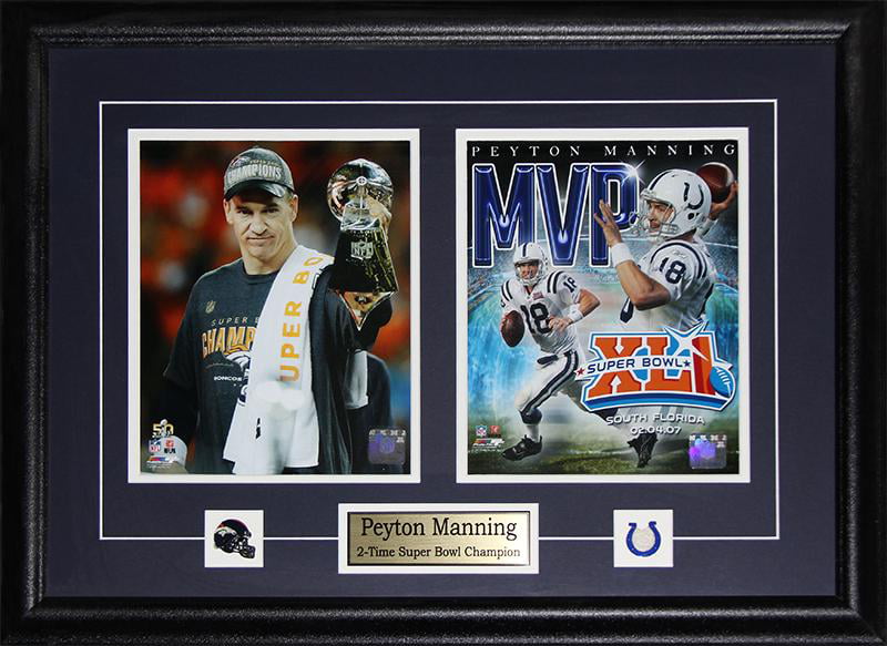 Peyton Manning Denver Broncos & Indianapolis Colts Super Bowl XLI & 50 2 Photo Football Frame 