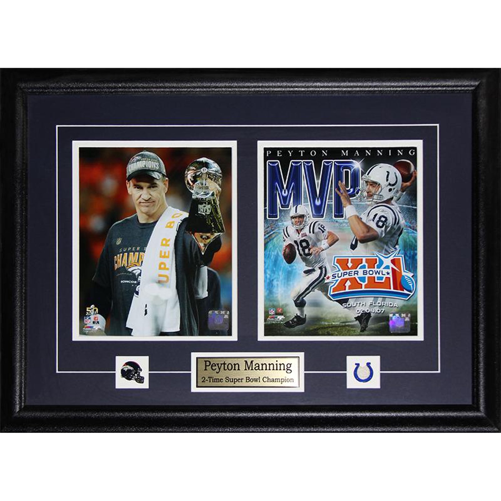 Framed Peyton Manning Indianapolis Colts and Denver Broncos