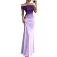 thumbnail image 3 of Laqbezok Women's Gradient Off-Shoulder Maxi Dress, French Chic Slim Fit Evening Gown, Ombre Ruched Mermaid Dress for Party Wedding, 3 of 6