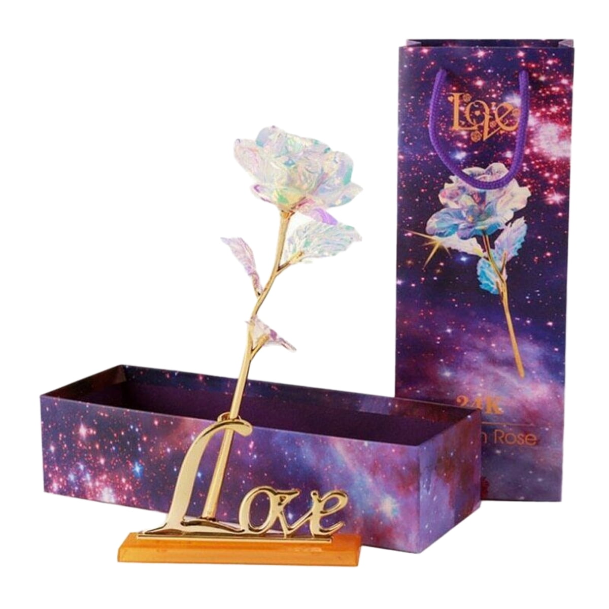 Galaxy Rose Flower Gift Valentine's Day Lovers' Romantic Crystal Rose