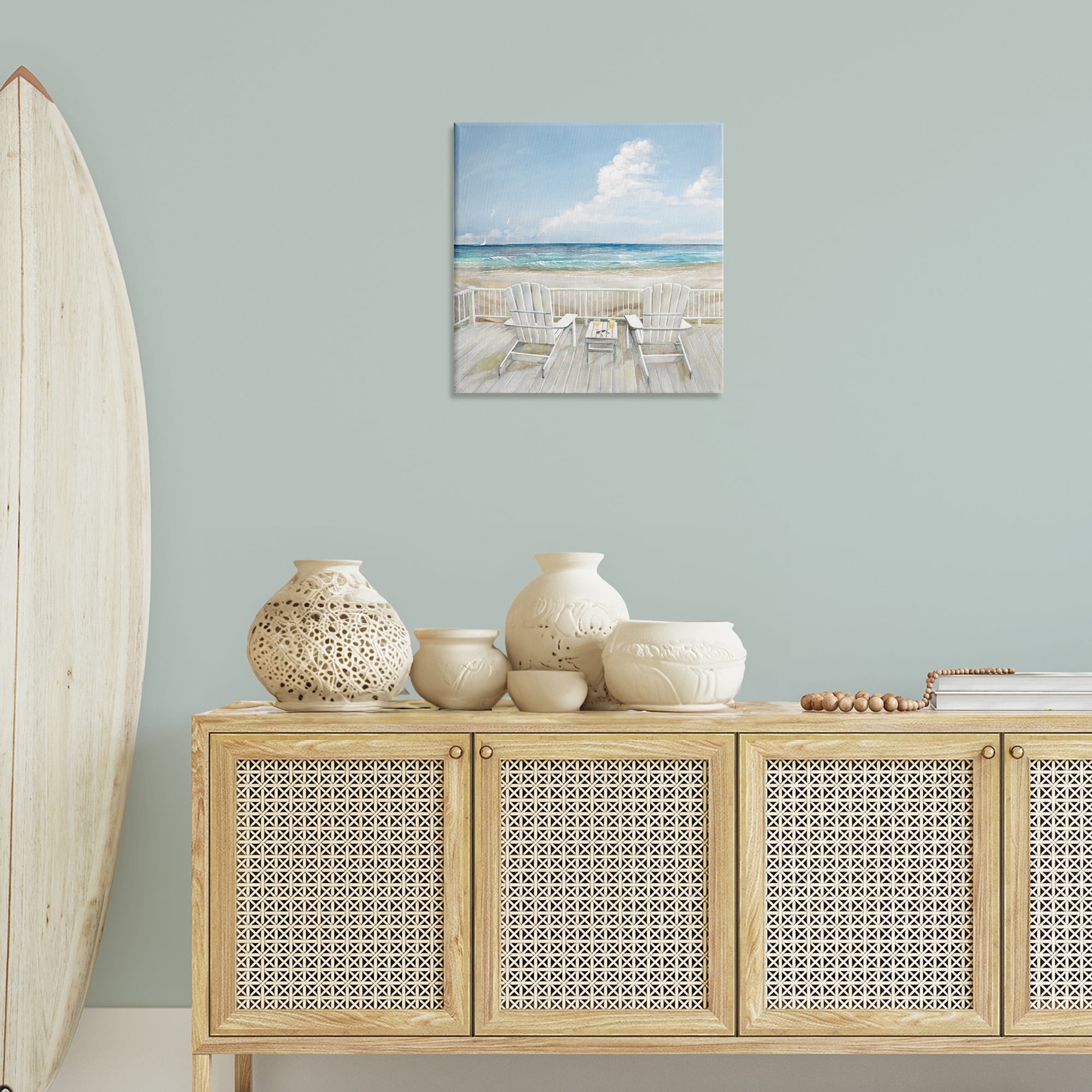 Stupell Industries Seats Overlooking Beach Nautical & Beach Painting Wrapped Canvas Art Print Wall Art, 24 x 24