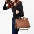 thumbnail image 3 of Women's Handbag Flap-over Belt Shoulder Bag Top Handle Tote Satchel Purse Work Bag w/Matching Wristlet, 3 of 9