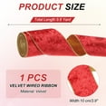 thumbnail image 2 of Uxcell 4" x 10 Yards Velvet Wired Gold Crushed Ribbon for Bow Decor Pure Red, 2 of 7