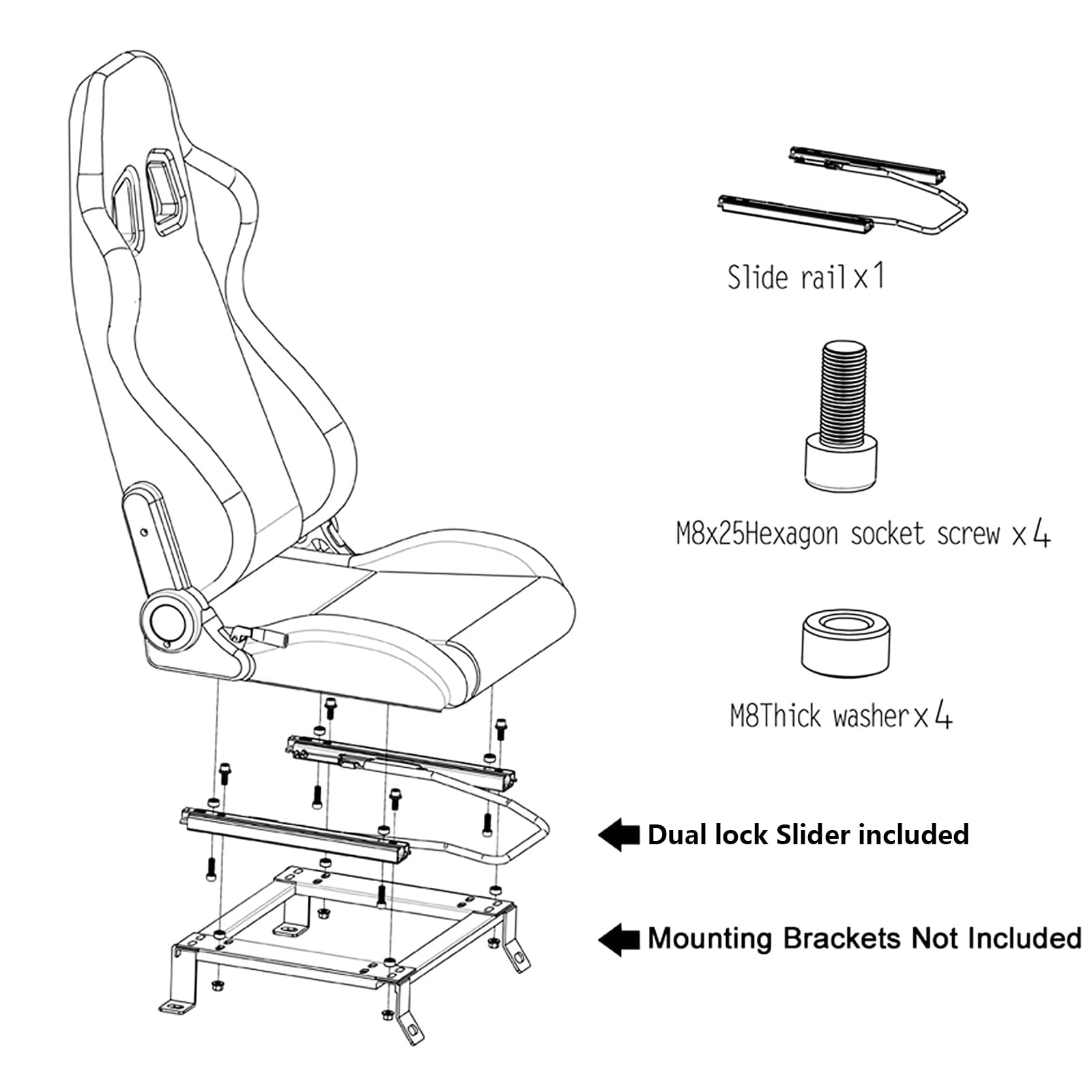 Buy Ouyessir Racing Seats, 1 Pair Bucket Seats with Dual Lock Sliders