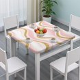 thumbnail image 3 of Pink Marble Gold Wave Pattern Square Fitted Tablecloth with Elastic Edge,Square Table Cover,Washable Elastic Table Cover for Home Kitchen Party Decor 34"x34", 3 of 6