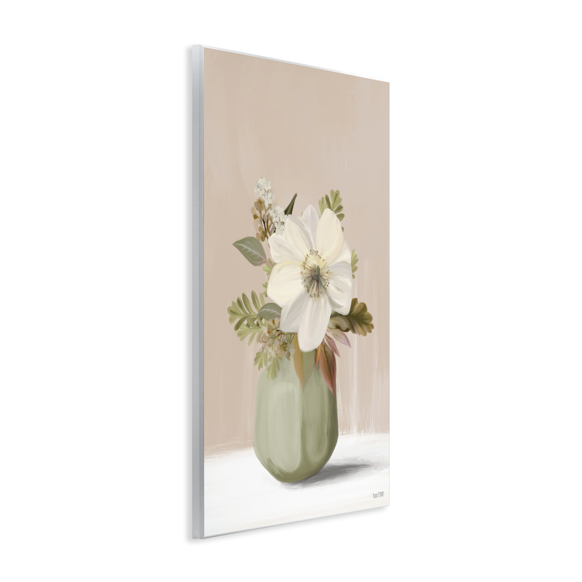 Stupell Industries Peach Pink Vase Botanical & Floral Painting Unframed Art Print Wall Art, 13 x 19