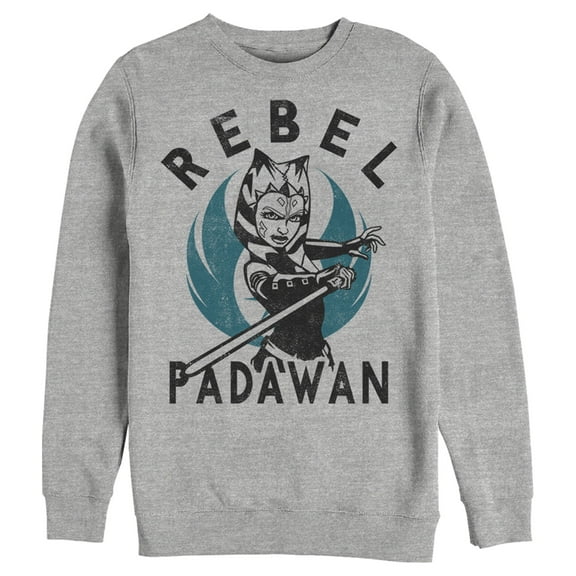 Men's Star Wars: The Clone Wars Ahsoka Rebel Padawan Portrait Sweatshirt Athletic Heather 3X Large